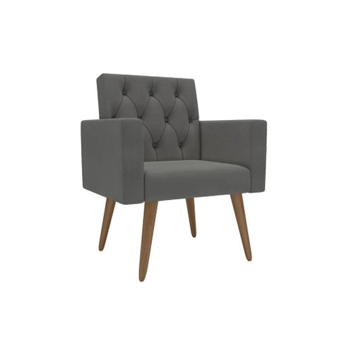 Kit 2 Poltronas Capitonê Sala Escritório Consultório Cinza-escuro