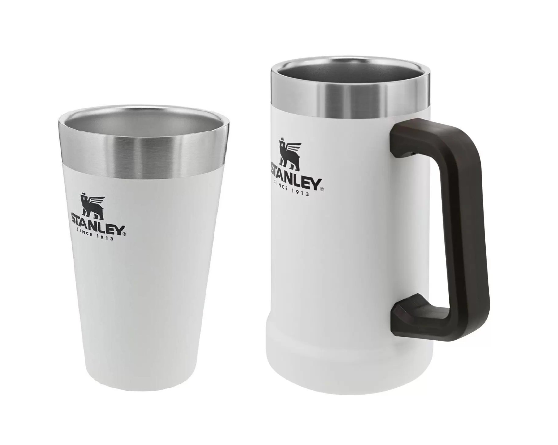 Kit Copo 473ml e Caneca 709ml Stanley Cerveja Térmicos Inox Cor:Branco - 1