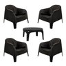 Kit 4 Poltronas Jardim e Piscina Skarpo + Mesa Redonda Preta - 1