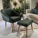 Ver imagem 2 de Kit Duas Poltronas Giovana em Sued Premium: Verde Musgo Pés Madeira Claro