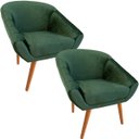Ver imagem 1 de Kit Duas Poltronas Giovana em Sued Premium: Verde Musgo Pés Madeira Claro