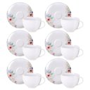 Ver imagem 1 de Jogo 6 Xícaras com Pires Chá Café 250ml Tramontina Floratta Porcelana Floral Servir Mesa Posta