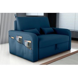 Sofá Cama Lady Day 2 Lugares Conforto Veludo Azul Matrix Sala com Baú - 2
