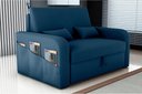 Ver imagem 1 de Sofá Cama Lady Day 2 Lugares Conforto Veludo Azul Matrix Sala com Baú