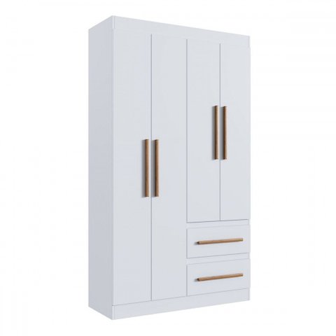 Guarda-roupa Solteiro Palermo 4 Portas 2 Gavetas 100% Mdf Branco - Doripel Móveis