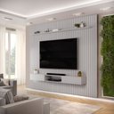 Ver imagem 1 de Conjunto com Painel Ripado e Bancada Suspensa 275cm Trento para Sala de Estar Bali DJ Móveis