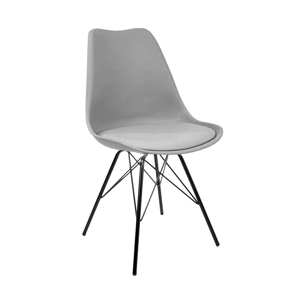 Cadeira Eames Leda Design Estofada Cinza Tower Preto