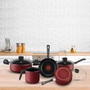 Ver imagem 2 de Conjunto de Panelas Rochedo Limpa Fácil 5 peças Vermelho