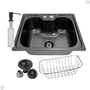 Cuba Cozinha Gourmet Única Aço Inox Preto com Acessórios