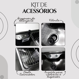 Cuba Cozinha Gourmet Única Aço Inox Preto com Acessórios - 5
