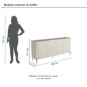 Ver imagem 3 de Buffet Bend 180 cm Porta Lisa Incolar Luna com Pé Dourado