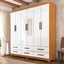 Ver imagem 1 de Guarda-roupa Solteiro Denver 6 Portas 6 Gavetas com Espelho 22121 Cinamomo/branco - Carioca Móveis