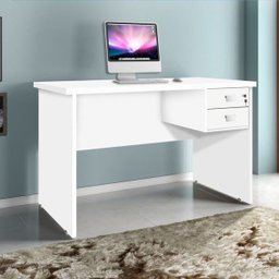 Escrivaninha 2 Gavetas com Chave 120cm Taurus J&A Móveis - Branco - 1