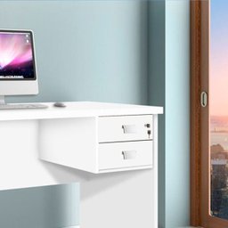 Escrivaninha 2 Gavetas com Chave 120cm Taurus J&A Móveis - Branco - 2