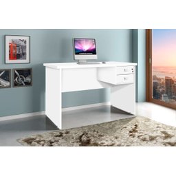 Escrivaninha 2 Gavetas com Chave 120cm Taurus J&A Móveis - Branco - 4