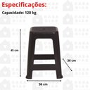 Ver imagem 4 de Kit 4 Banqueta Plástico Empilhável Cozinha Preto Mor