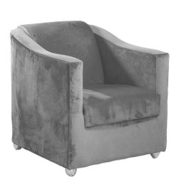 Kit 2 Poltronas Decorativas Lucy Suede Cinza Claro MV Estofados - 3