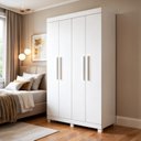 Ver imagem 1 de Guarda-Roupa Casal 4 Portas 2 Gavetas em MDF Jandaia Branco