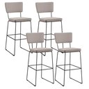 Ver imagem 1 de Kit 4 Banquetas Alta para Cozinha Sala de Jantar Base em Aço Fixa Allana L02 Linho Bege - Lyam