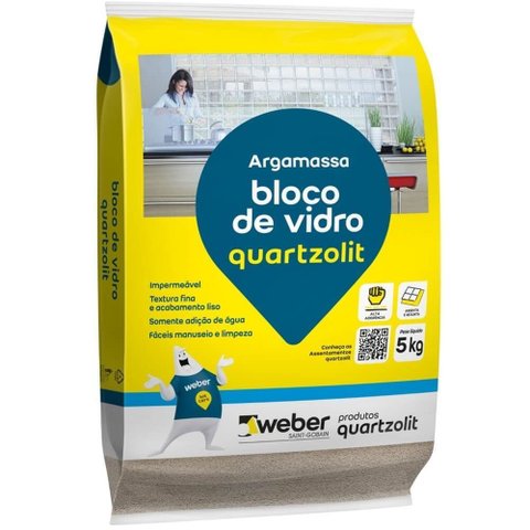 Argamassa Weber para Bloco de Vidros 5 Kilos - 0070.00000.0030fd - Quartzolit Argamassa Bloco de Vid