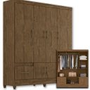 Ver imagem 2 de Guarda-Roupa Casal 6 Portas 2 Gavetas Ms912 Moval - Castanho Wood