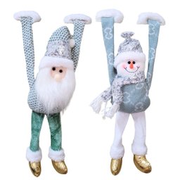 Jogo Papai Noel e Boneco de Neve Pendurado Pelúcia Natal 48cm - Art Christmas - 1