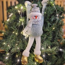 Jogo Papai Noel e Boneco de Neve Pendurado Pelúcia Natal 48cm - Art Christmas - 2