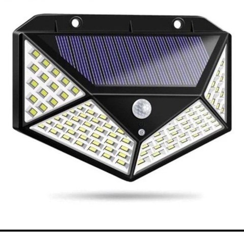 Luminária Solar Parede 100 Led Sensor Presença Com 3 Funções