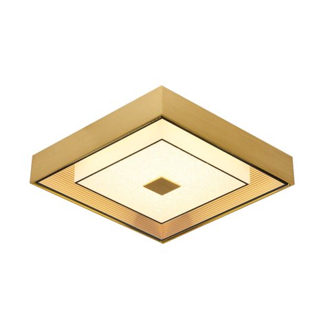 Plafon Dourado Escovado Vidro com Mini Cristais 34cm Led 16W 3000K Bivolt