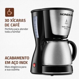 Cafeteira Elétrica Mondial Dolce Arome C-37ji-30x 800w Preto-inox 220v - 10