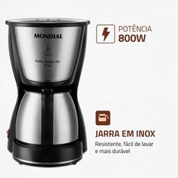 Cafeteira Elétrica Mondial Dolce Arome C-37ji-30x 800w Preto-inox 220v - 6