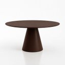 Ver imagem 1 de Mesa de Jantar Cone Redondo 80 cm Laca Marrom Cacau com Vidro