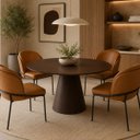 Ver imagem 2 de Mesa de Jantar Cone Redondo 80 cm Laca Marrom Cacau com Vidro