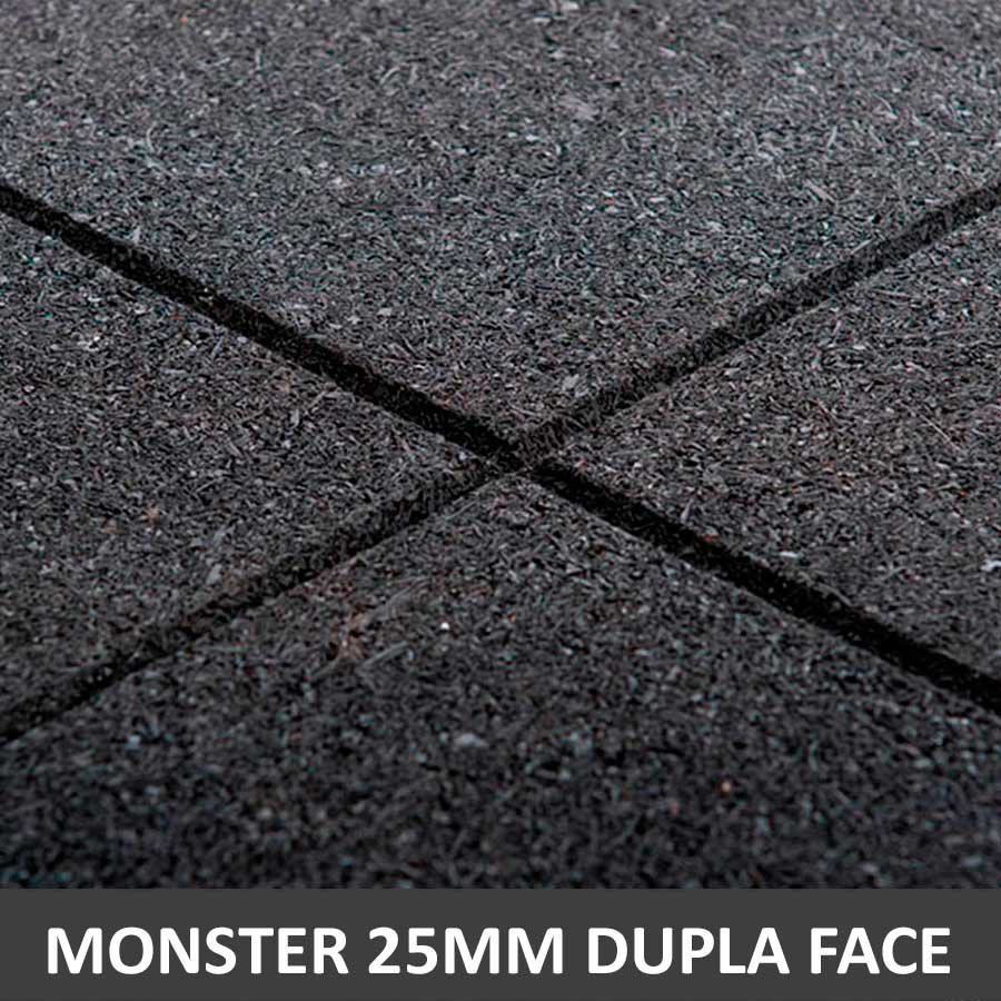 Piso De Borracha Dupla Face 1,00 x 1,00 25mm Preto - Monster - 1