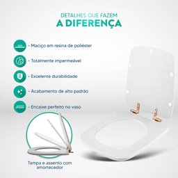 Tampa de Vaso Poliéster com Fechamento Lento Boss Matte Black (preto Fosco) para Louça Incepa com - 4