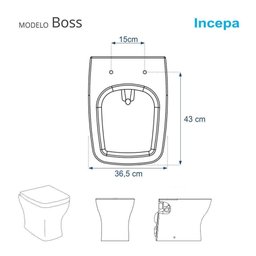 Tampa de Vaso Poliéster com Fechamento Lento Boss Matte Black (preto Fosco) para Louça Incepa com - 2