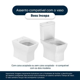 Tampa de Vaso Poliéster com Fechamento Lento Boss Matte Black (preto Fosco) para Louça Incepa com - 3