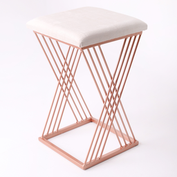 Banqueta Design X Baixa Luxo 48cm em Metal Rose Gold - 2
