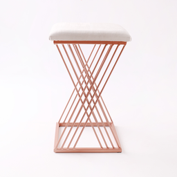 Banqueta Design X Baixa Luxo 48cm em Metal Rose Gold - 1