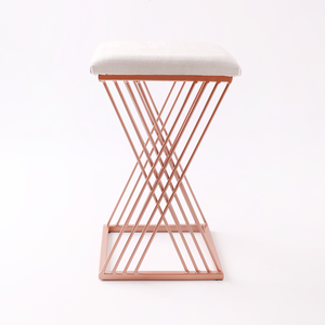 Banqueta Design X Baixa Luxo 48cm em Metal Rose Gold
