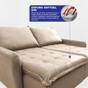 Ver imagem 2 de Sofá sem Caixa Retrátil 1,60m Softgel Luna Velusoft Bege Cama Inbox