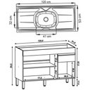 Ver imagem 4 de Balcão Gabinete 3 Portas com Pia 120cm Lina K02 Supremo - Mpozenato