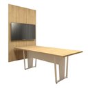 Ver imagem 3 de Conjunto Escritório Mesa 2,00m Pé Metal Painel P/ Tv Mb F5 Cor:macadâmia com Branco