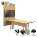 Ver imagem 4 de Conjunto Escritório Mesa 2,00m Pé Metal Painel P/ Tv Mb F5 Cor:macadâmia com Branco