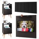Ver imagem 1 de Kit 2 Mesinhas Organizadora Painel Sala Tv 32 Polegadas Cabeceira Suspensa Cama Box Casal 140cm - Rp