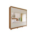 Ver imagem 1 de Guarda Roupa 2 Portas de Correr e 4 Gavetas ec/ 2 Espelhos e Pés Blumenau Avelã/Off White - Panan