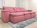 Ver mais imagens de Sofá Retrátil e Reclinável 2,70m em Tecido Veludão c/Pillow Nos Braços Athenas:Rosa/270cm