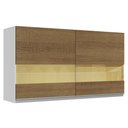Ver imagem 1 de Armário De Cozinha Aéreo 100% MDF 120 cm 2 Portas Vidro Reflex Branco/Rustic Acordes Madesa