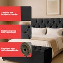 Ver imagem 7 de Cabeceira Casal Paris Estofada Painel com Recamier Baú 130cm para Cama Box Preto - Arkell