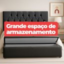 Ver imagem 3 de Cabeceira Casal Paris Estofada Painel com Recamier Baú 130cm para Cama Box Preto - Arkell